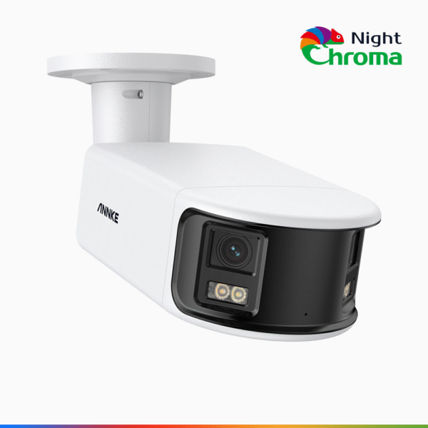 NightChromaTM NCD800 – 4K Outdoor Panoramic PoE Dual Lens Security Camera, f/1.0 Super Aperture (0.0005 Lux), Acme Color Night Vision, Active Siren and Strobe, Human & Vehicle Detection, Intelligent Behavior Analysis, Two-Way Audio