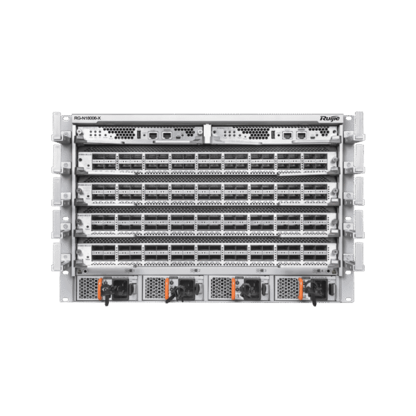 RG-N18006-X Data Center Modular Core Switch with Four Line Card Slots and 10GE/40GE/100GE/200GE/400GE Line Cards